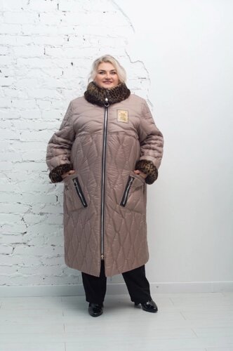 Зимове стьобане пальто "Джолі" з еко-хутром 62-64 66-68