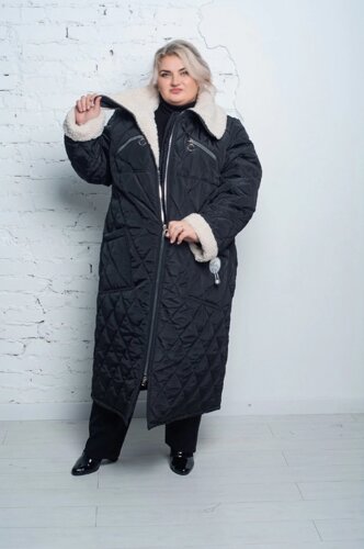 Зимове стьобане пальто "Джолі" з еко-хутром 74-76