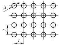 2 b1 - Круглий отвір за прямокутника Перфорований лист з круглими відвернами, розташованими по пр