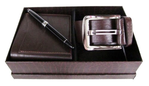 Подарунковий набір гаманець (портмоне) ремінь і ручка 210х130х30 мм