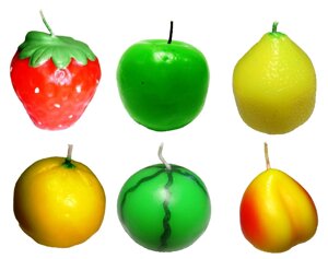 Подарунок свічка 1 ПК. Полуниця, зелене яблуко, лимон, помаранчевий, кавун, абрикос 50x50x50 мм