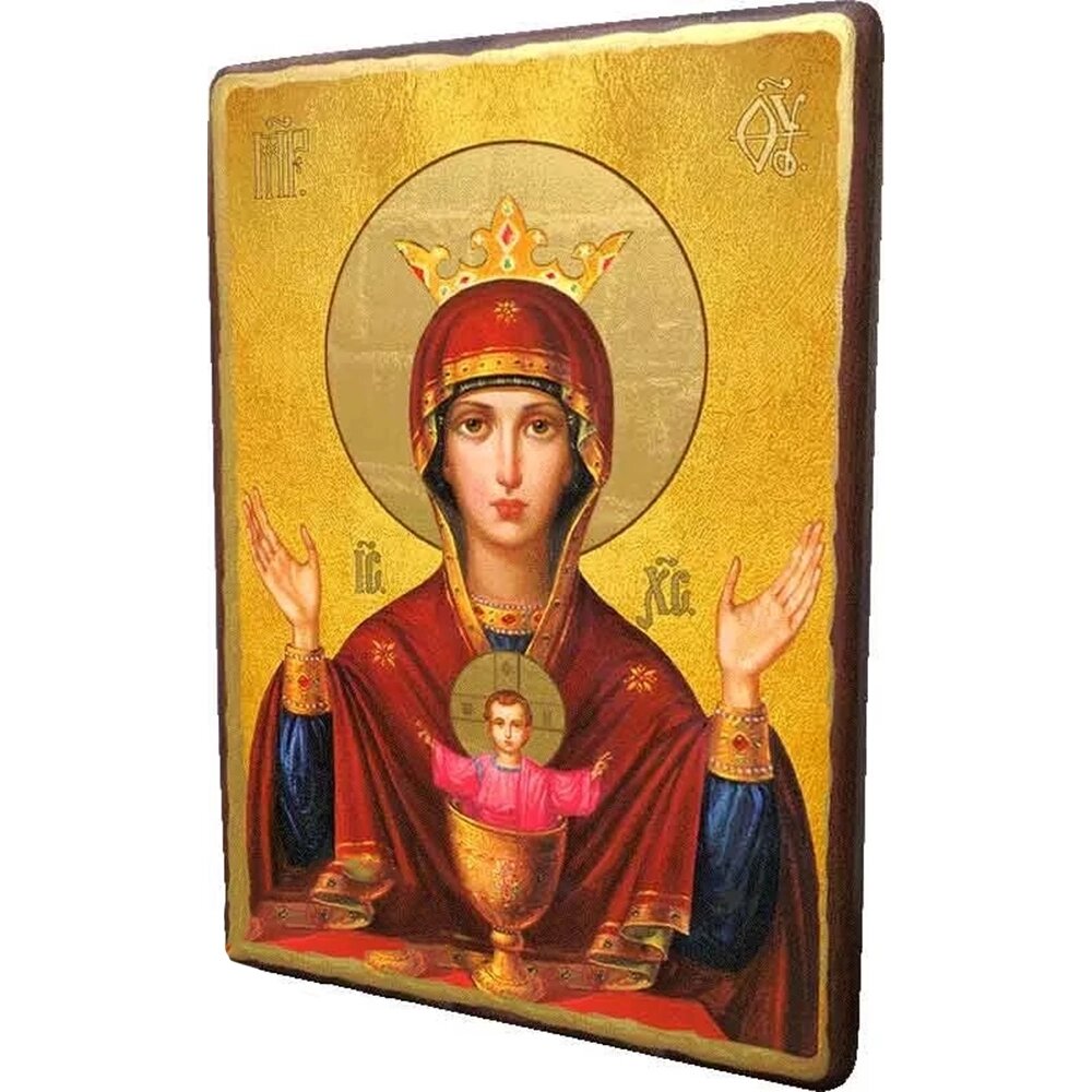 Дерев'яна ікона "Пресвята Богородиця Неупиваемая Чаша" 15x20 см від компанії Магазин православних товарів - фото 1