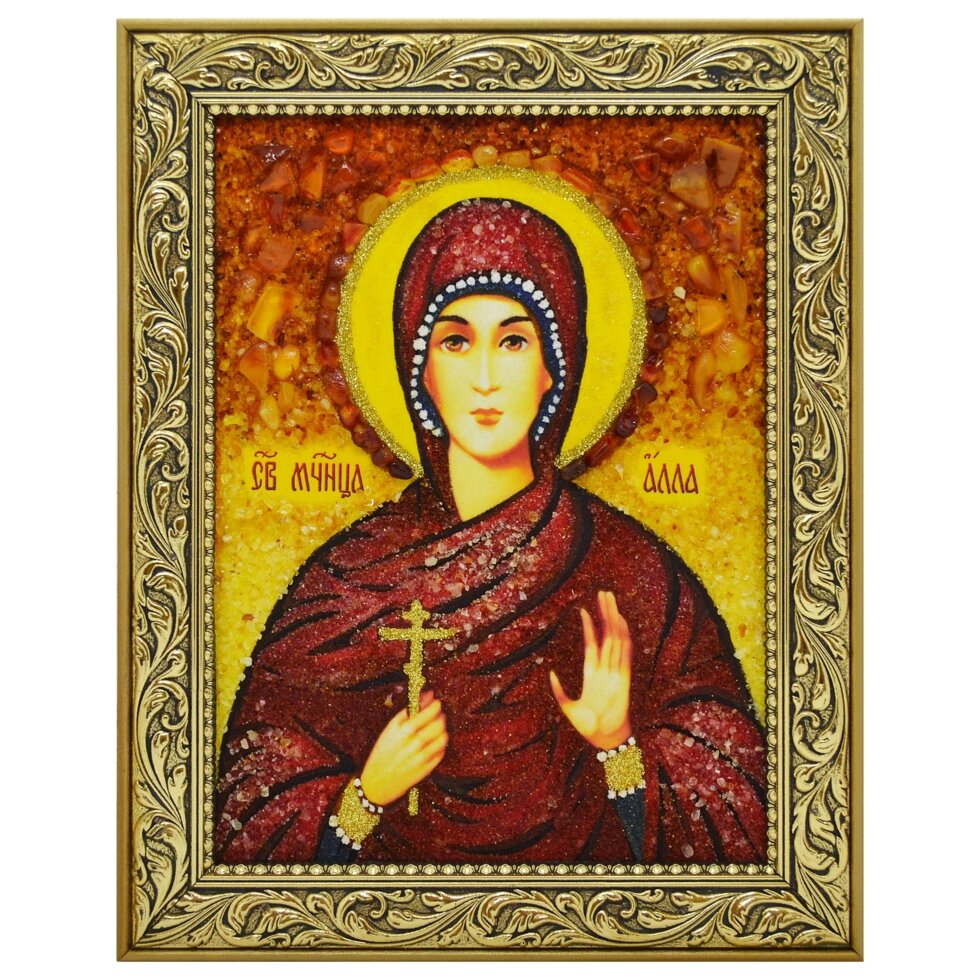 Икона из янтаря Святая мученица Алла 20х15 см ##от компании## Іконна лавка - ##фото## 1