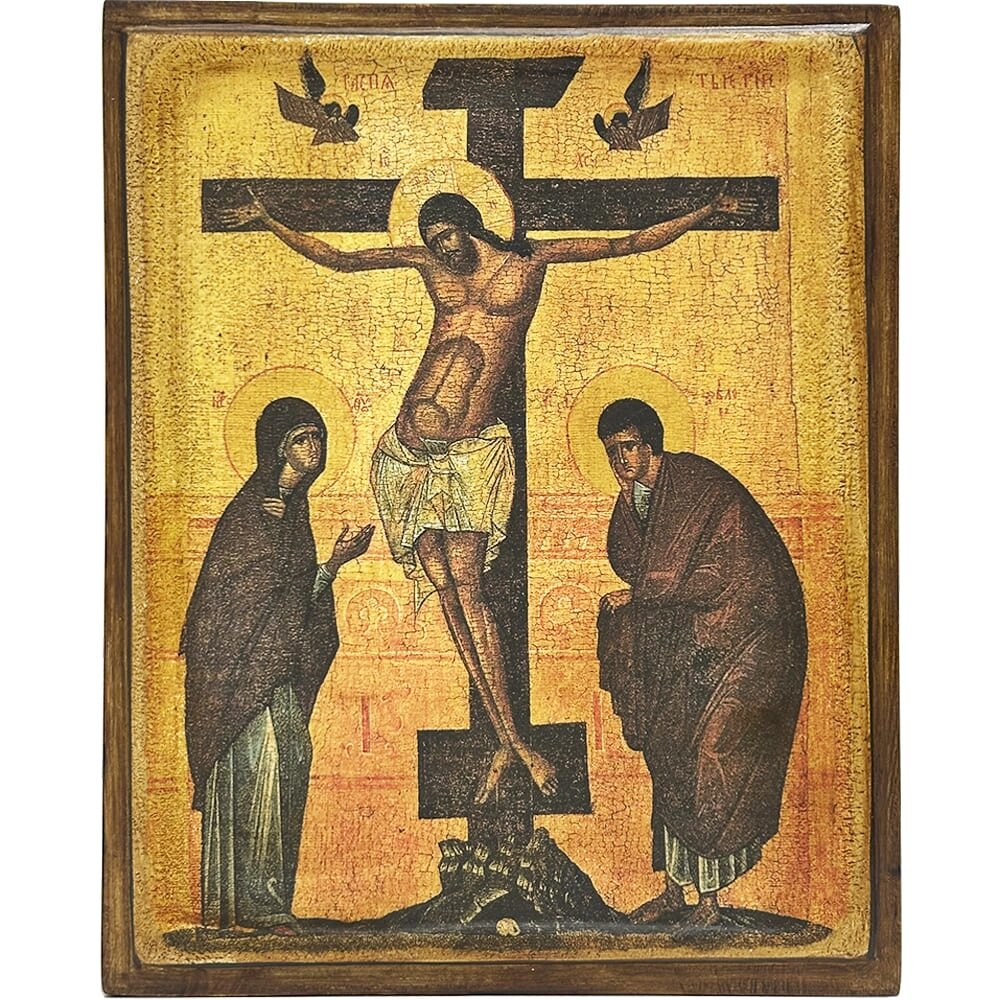 Ікона "Розп'яття" на дереві копія XIV століття 15х18 см від компанії Магазин православних товарів - фото 1