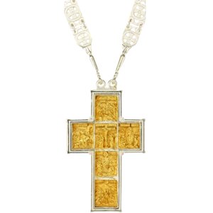 Хрест латунний з фрагментарною позолотою та ланцюгом