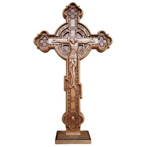 Хрест різьблений з колом RUM на підставці з бука