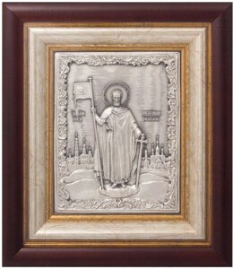 Ікона "Святий благовірний князь Олександр Невський" зі срібла 26х22см