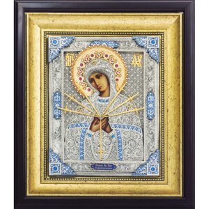 Ікона "Божа Матір Семистрільна" зі срібла