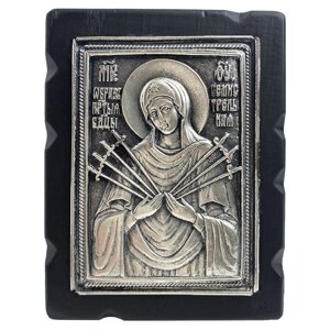 Ікона "Богородиця Семистрільна" в сріблі в Києві от компании Иконная лавка