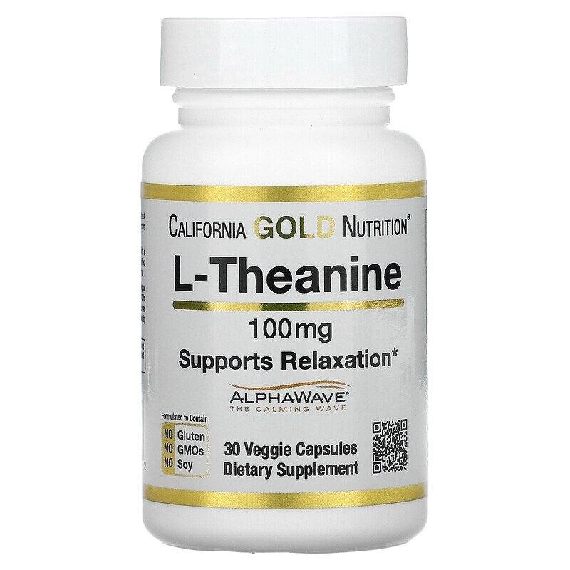 California Gold Nutrition, L-теанин, AlphaWave, поддержка расслабления, успокоение, 100 мг, 30 капсул ##от компании## Интернет магазин "Канбан" - ##фото## 1