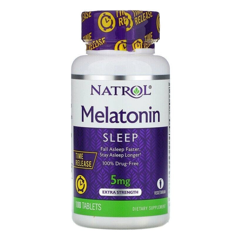 Natrol, Мелатонин, Экстра сила, 5 мг, 100 таблеток, медленное высвобождение ##от компании## Интернет магазин "Канбан" - ##фото## 1