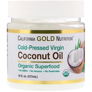 California Gold Nutrition, Органічне нерафінована кокосове масло, холодного віджиму, 473 мл
