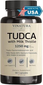 VINATURA TUDCA (Тауроурсодезоксихолева кислота) 1000 мг і розторопша 250 мг (у порції), 90 капсул. США.