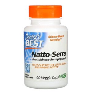 Натто-Серра, Наттокіназа та Серрапеппент, кращий лікар, Натто-Серера, 90 рослинних капсул