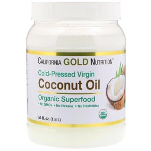 California Gold Nutrition, Органічне нерафінована кокосове масло, холодного віджиму, 1.6 L