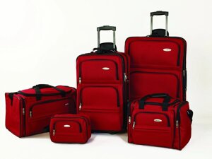 Набір з 5 дорожніх сумок Samsonite на колесах, червоний, міцність 1200D!