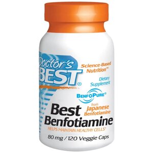 Бенфотіамін, Doctor's Best, 80 мг, 120 капсул. Зроблено в США.