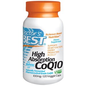 Коензим CoQ10, Doctor's Best, 100 мг, підвищеної засвоюваності, 120 капсул. Зроблено в США.
