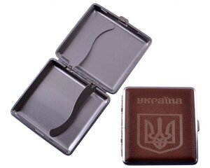 Портсигар на 20 сигарет Герб України, коричневий