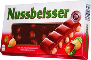 Шоколад молочний Nussbeisser з горіхами 100г Німеччина