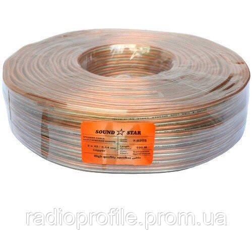 Кабель акустичний Sound Star 2х0,7 мм. кв. (42х0,12) мідь + калюжена мідь у прозорому ПВХ 100 м від компанії Радіопрофіль - фото 1
