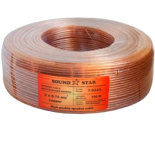 Кабель акустичний Sound Star 2х0,75 мм. кв. (24х0,19) мідний у прозорому силіконі 100 м від компанії Радіопрофіль - фото 1