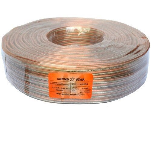 Кабель акустичний Sound Star 2х0,9 мм. кв. (75х0,12) мідь + калюжена мідь у прозорому ПВХ 100 м від компанії Радіопрофіль - фото 1