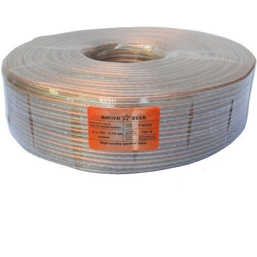 Кабель акустичний Sound Star 2х1,2 мм. кв (105х0,12) мідь + калюжена мідь у прозорому ПВХ 100 м від компанії Радіопрофіль - фото 1