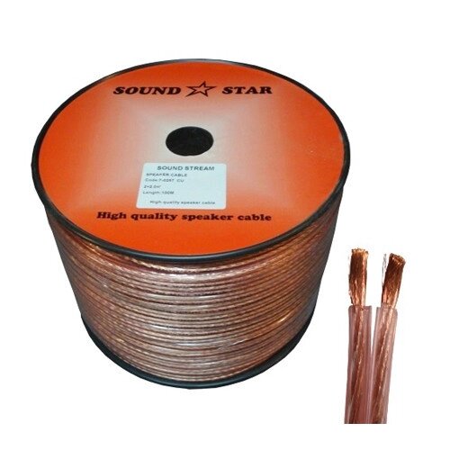 Кабель акустичний Sound Star 2х2,0 мм. кв. (22х7х0,12) мідь у прозоро-рожевому силіконі 100м від компанії Радіопрофіль - фото 1