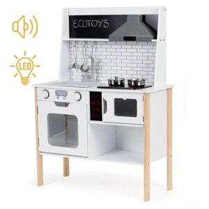 Дитяча дерев’яна кухня Ecotoys plk537, звукові та світлові ефекти