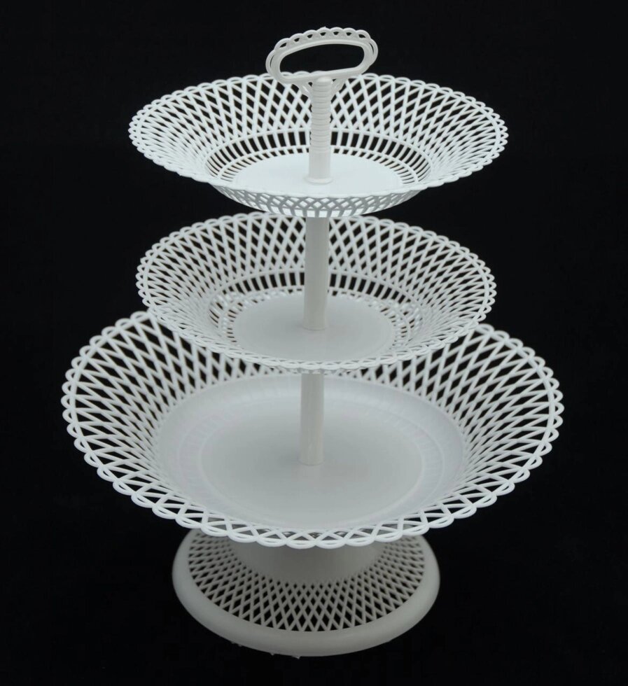 Пластикова кругла хлібниця з трьома ярусами (білий колір) від компанії ТОВ "Магія Пласт" - фото 1