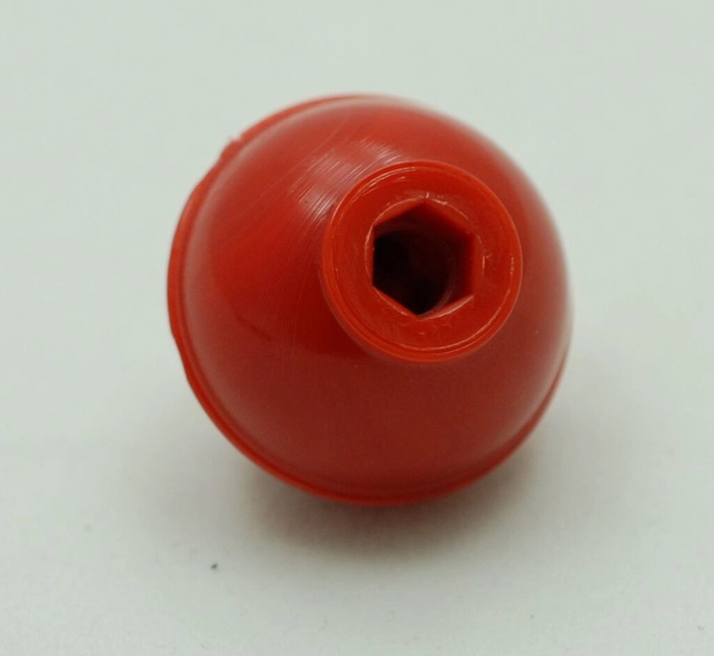 Пластмасова кругла барашкова ручка з різзю М6 з перероблених полімерів (червоний колір) від компанії ТОВ "Магія Пласт" - фото 1