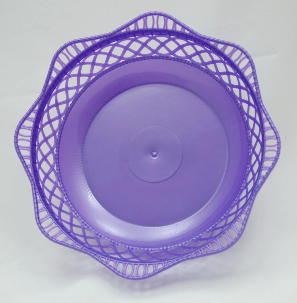 Пластмасовий ажурний круглий кошик для хліба Ø25 см (бузковий колір) від компанії ТОВ "Магія Пласт" - фото 1