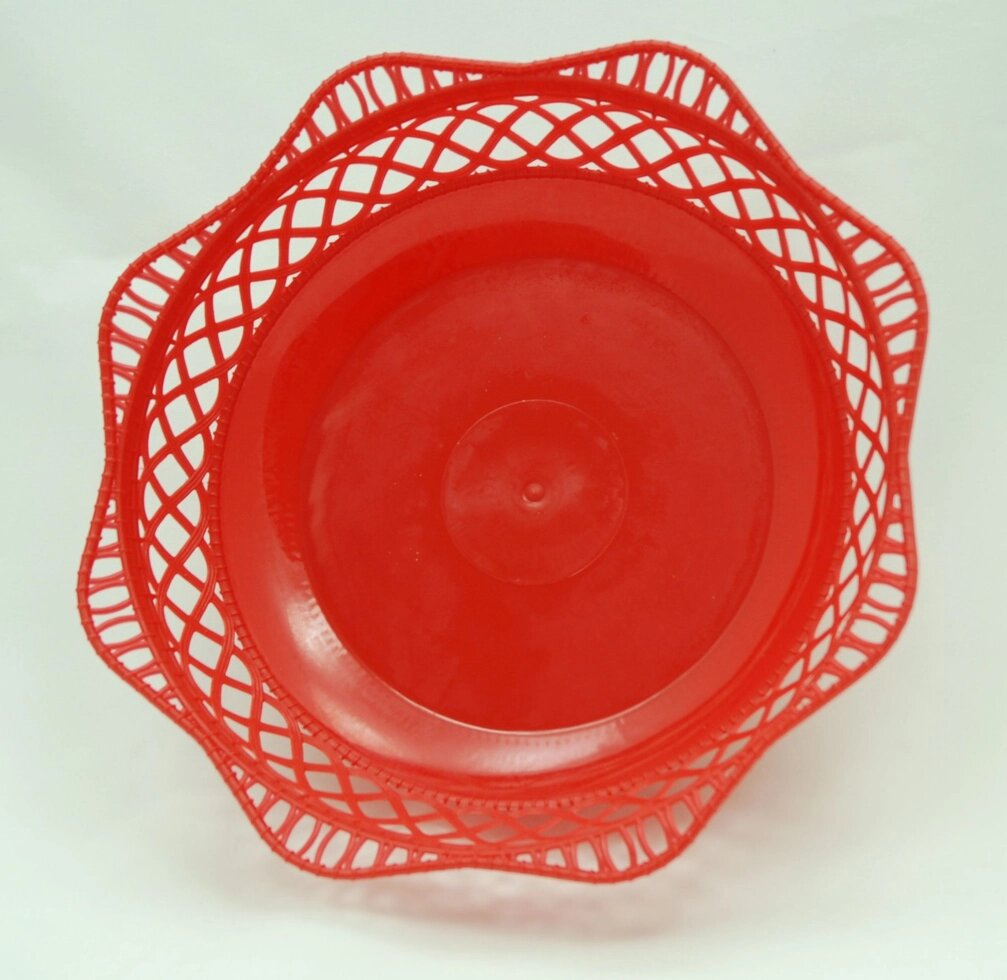 Пластмасовий ажурний круглий кошик для хліба Ø25 см (червоний колір) від компанії ТОВ "Магія Пласт" - фото 1