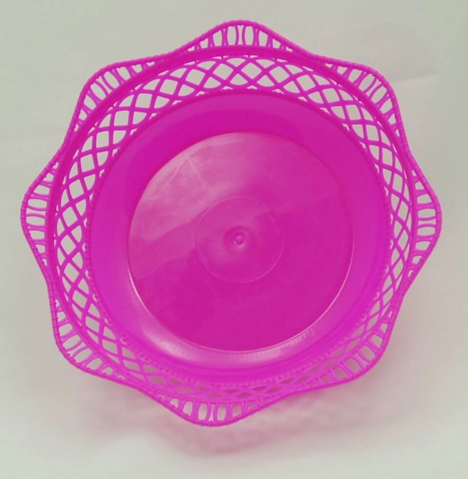 Пластмасовий ажурний круглий кошик для хліба Ø25 см (рожевий колір) від компанії ТОВ "Магія Пласт" - фото 1