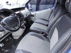 Авточохли (кожзам і тканина, Premium) Передні 2 і 1 та салон для Opel Vivaro 2001-2015 рр