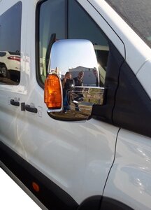Накладки на дзеркала (2 шт, хром) Хромований пластик для Ford Transit 2014-2024 рр