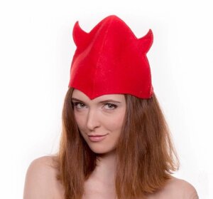 Банна шапка Luxyart "Чортеня", штучне хутро, червоний (LA-481)