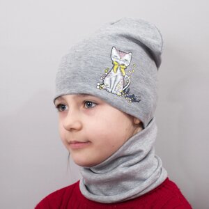 Дитяча шапка з хомутом КАНТА "Кішка" розмір 52-56, сірий (OC-502)