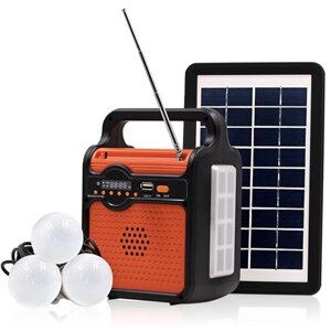 Генератор павербанк Mini Solar 25 Вт сонячною панеллю радіо та LED лампочками