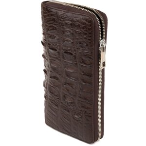 Крокодильний гаманець з шкіряної шкіри CROCODILE LEATHER 18017 коричневий
