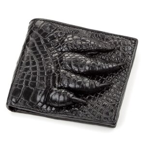 Чоловічий гаманець CROCODILE LEATHER 18200 виготовлений з натуральної шкіряної крокодил чорного кольору