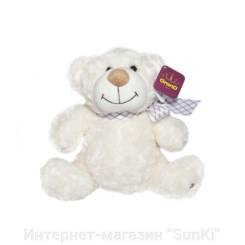 М'яка дитяча іграшка ведмідь white з бантом 33 см Grand DD651987