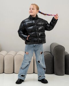 Зимовий пуховик для дівчинки "AN-35" колір Чорний