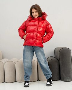 Зимовий пуховик для дівчинки "AN-35" колір Червоний