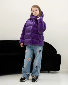 Зимовий пуховик для дівчинки "AN-35" колір Фіолетовий