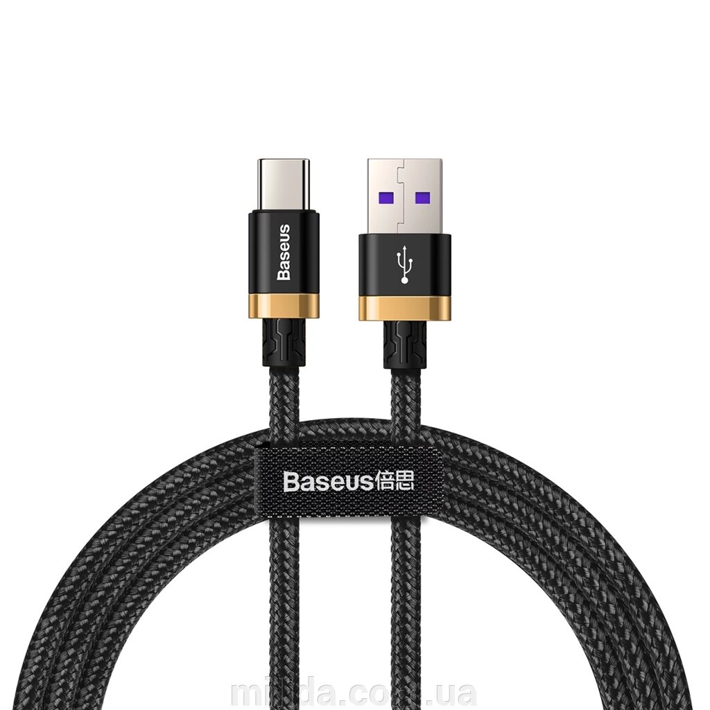 Кабель Baseus HW Flash USB 2.0 to Type-C 5A 40W 1M Чорний/Золотий (CATZH-AV1) від компанії інтернет-магазин "_Міліда_" - фото 1