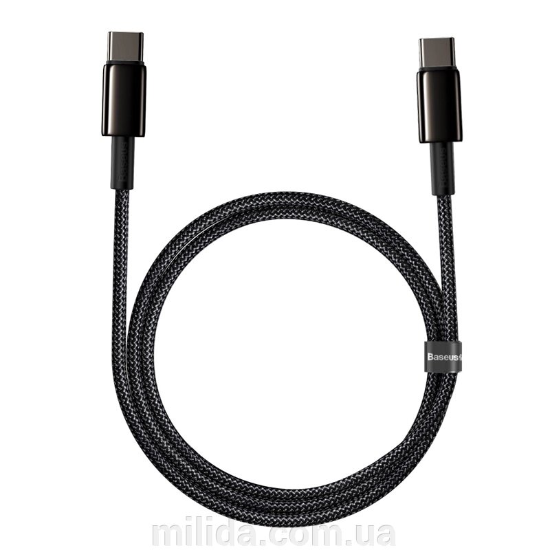 Кабель Baseus Tungsten Gold Type-C to Type-C PD 100W 1M Чорний (CATWJ-01) від компанії інтернет-магазин "_Міліда_" - фото 1