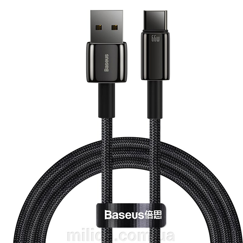 Кабель Baseus Tungsten Gold USB 2.0 to Type-C 66W 2M Чорний (CATWJ-C01) від компанії інтернет-магазин "_Міліда_" - фото 1