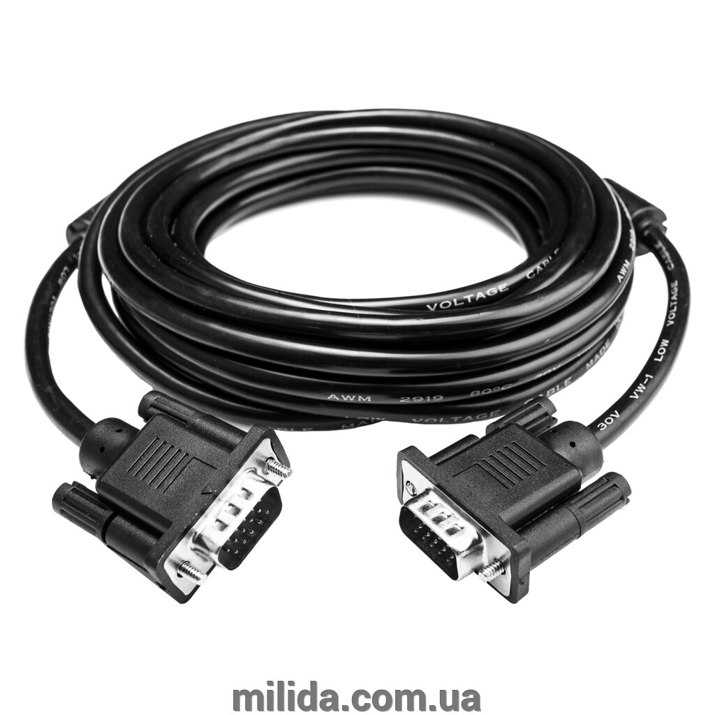 Кабель VGA-5.0BK 5 м чорний (з двома феритовими кільцями) від компанії інтернет-магазин "_Міліда_" - фото 1